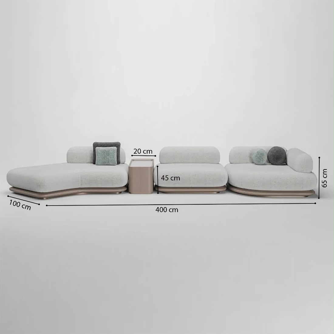 Tehnički prikaz Custom Made Premium Sofa sa merama